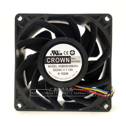 台湾CROWN AGB09238B24U 24V 1.13A PWM温控变频器大风量风扇9038