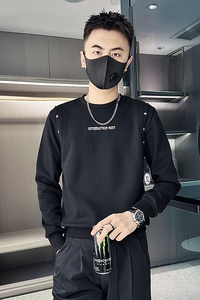 黑首WY203-P58控78抖音直播店主风秋季圆领纯色男卫衣社会小伙图片