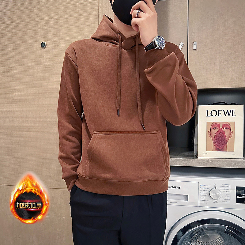 咖啡首WY238单P58控78抖音直播店主风纯色加绒连帽男卫衣社会小伙，男装卫衣，星座309A