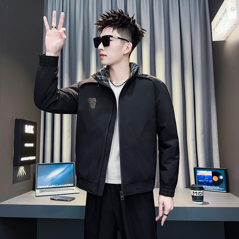 黑首F42-P138-控198抖音直播主风男士立领加厚流行百搭棉衣外套男,男装棉衣,星座309A
