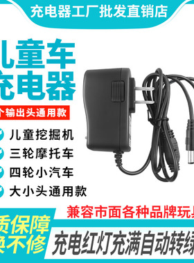 6V12V三轮四轮摩托汽车儿童电动车玩具车充电器线蓄电池圆孔通用A