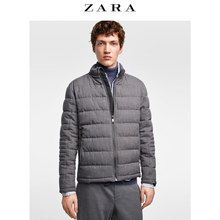 199元包邮   ZARA男装  04341478802 浅灰短款手肘机车风棉服夹克外套