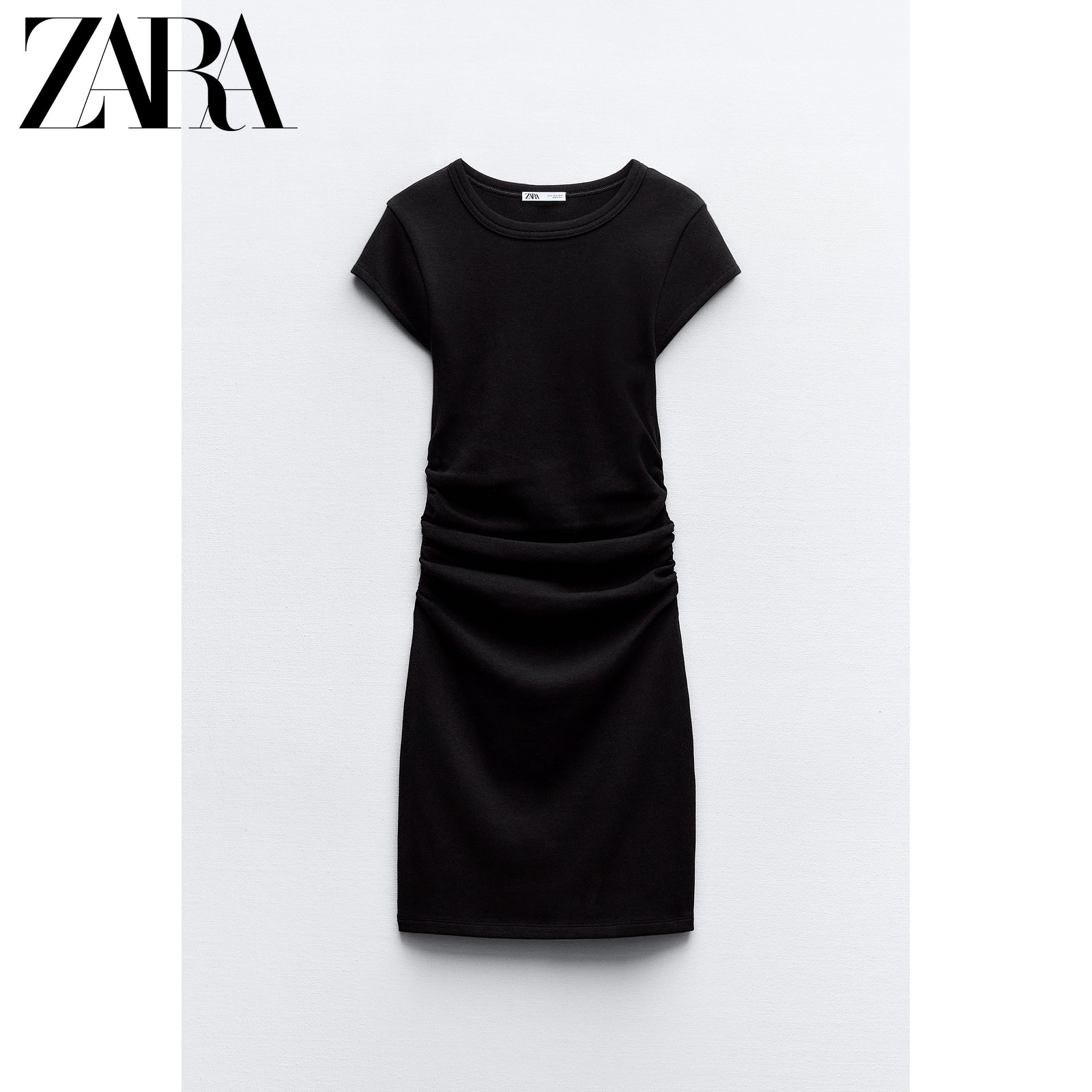 ZARA24春季新品 女装 圆领短袖修身通勤风连衣裙 4174312 800