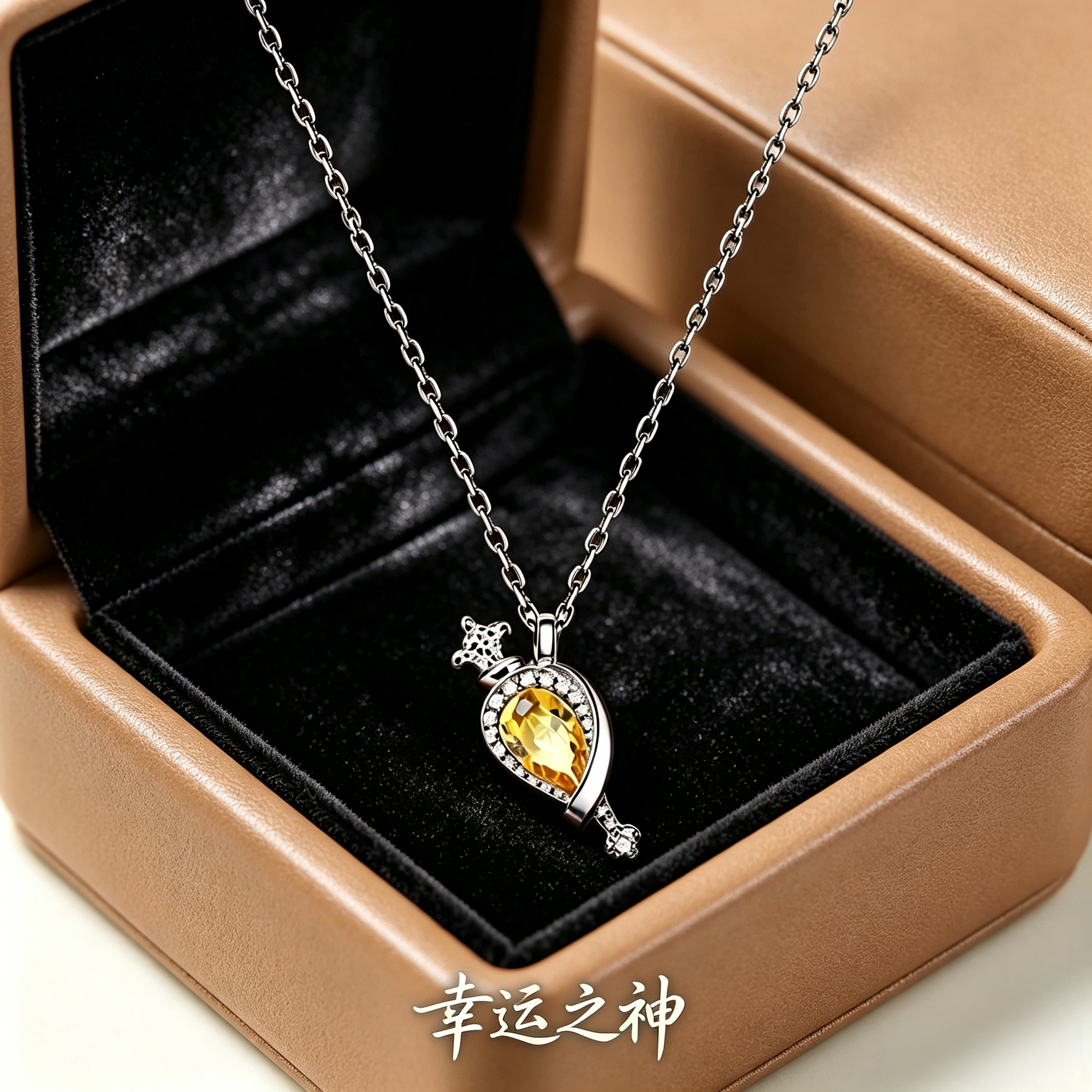 厚银福剂灵水晶项链女幸运之神设计感简约百搭高级感锁骨链女潮