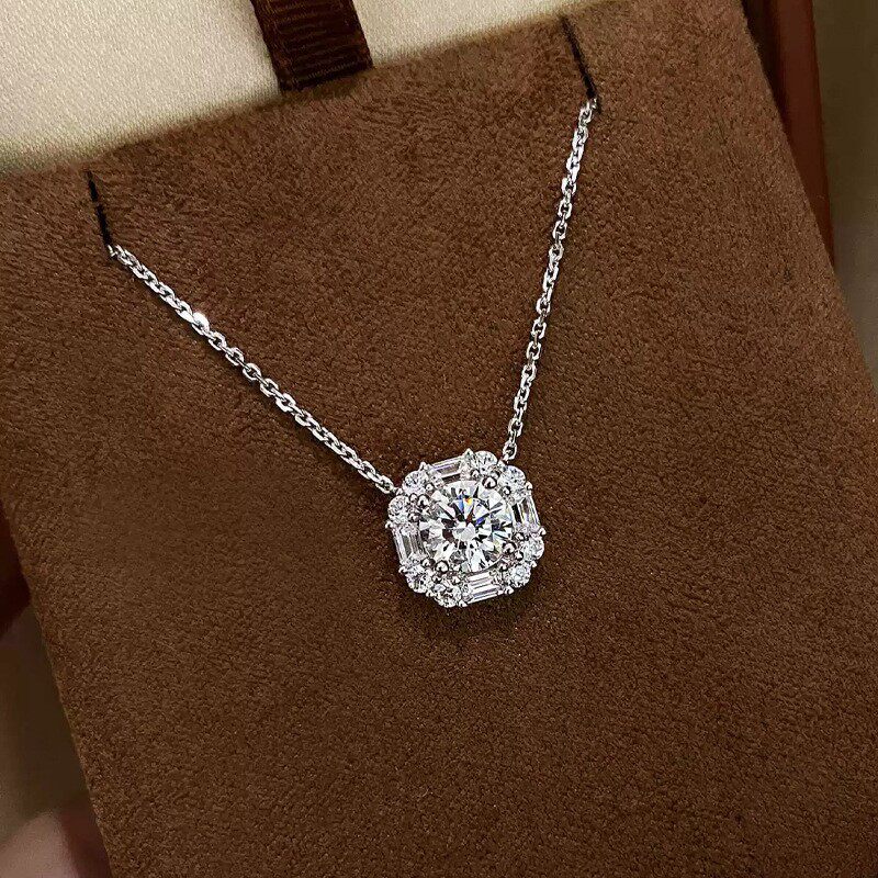 S925纯银璀璨方糖锆石项链轻奢高级感百搭气质小众设计锁骨链女潮