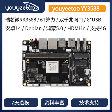 youyeetoo YY3588开发板瑞芯微rk3588核心板人工智能Ubuntu安卓14