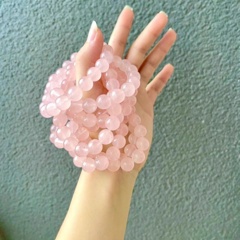 天然粉晶手链原色果冻西柚粉晶招手饰/手串