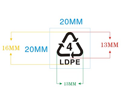出口塑料包袋用4LDPE环保贴循环标识贴OPP袋回收标贴 1400个/30元