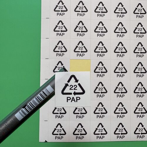 20年环保标贴专卖 现货白底22PAP回收循环标贴2*2CM(1400个/30元)