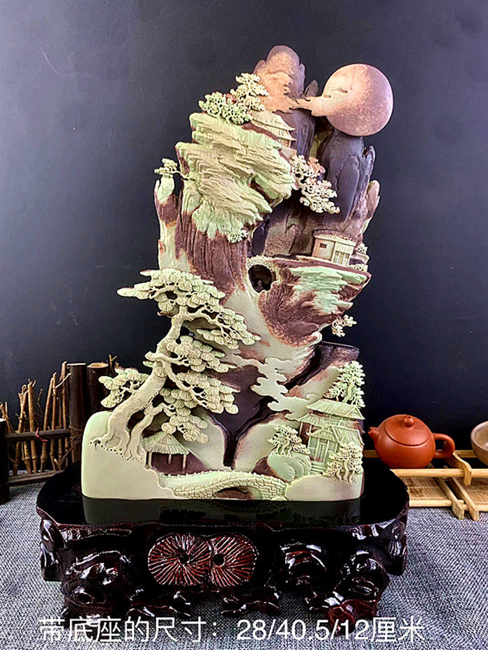 紫袍玉带石中式摆件纯手工雕刻家居客厅办公桌摆设各种石材倒流香