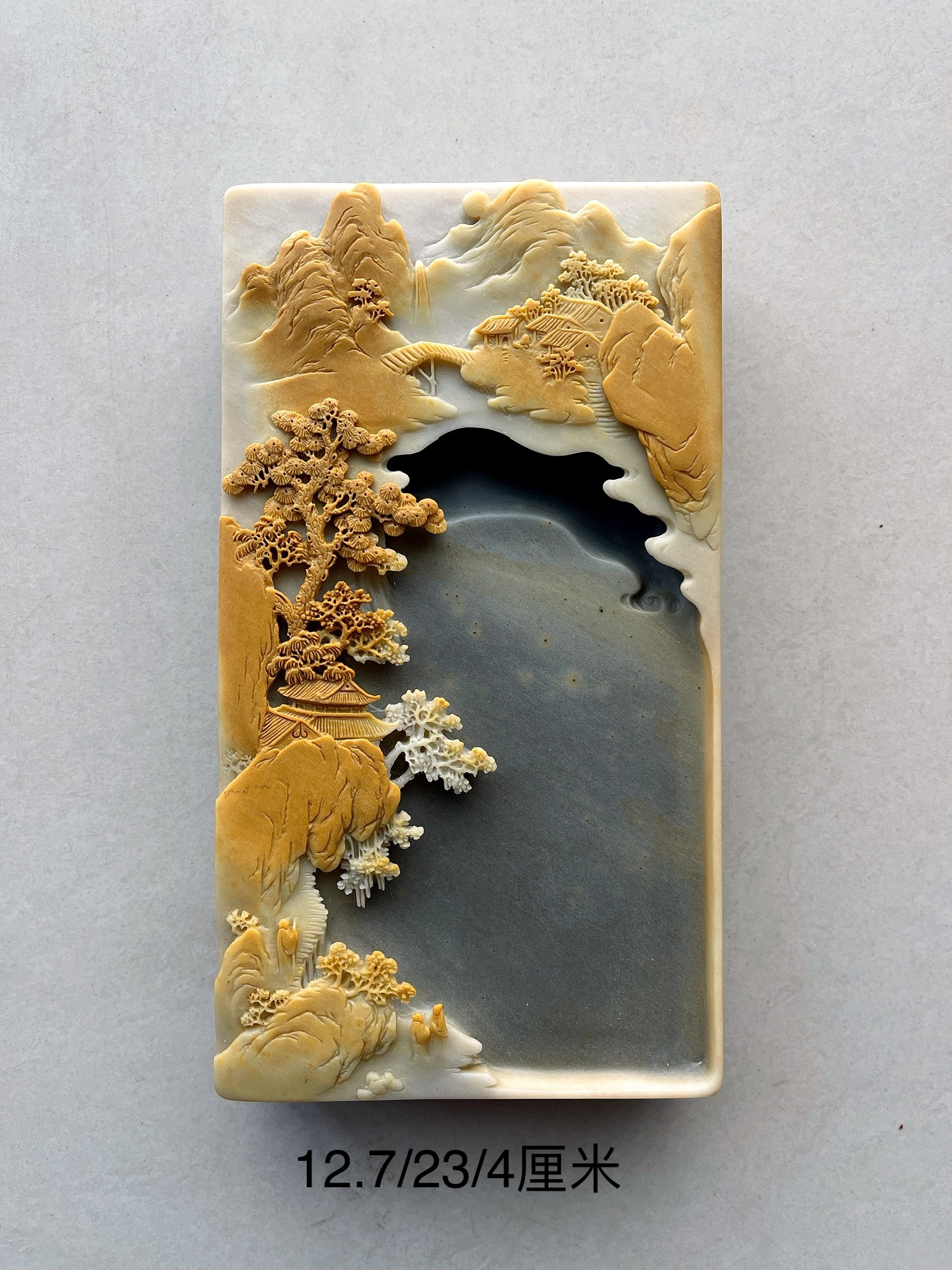 原石砚台易水砚白玉岩山水砚纯天然研磨朱砂专用收藏文房四宝书法