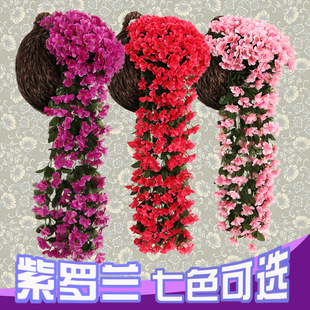 婚庆紫罗兰壁挂仿真花藤条家居摆件 饰仿真植物绣球壁挂花 假花装