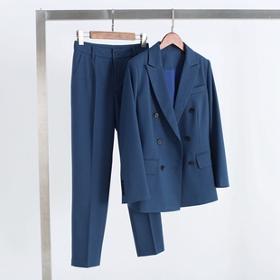女气质外套9分烟管西裤 停产断码 外套通勤职业套装 双排扣西装 清仓