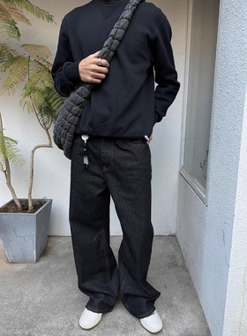 VIBE ACW美式窄幅赤耳黑色直筒宽松原牛cleanfit复古休闲牛仔裤男