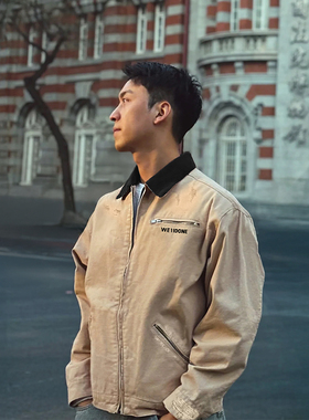 VIBE ACW潮牌做旧水洗破洞设计感男女情侣款重磅秋冬牛仔夹克外套