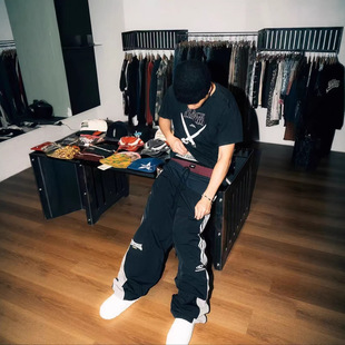 GRAILZ CRAZY水洗做旧刀割磨破黑旗乐队剪刀手短袖 美式休闲T恤男