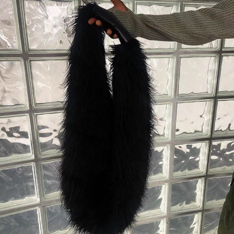 高版OurLegacy23FW人造滩羊毛长款高级感皮草手提包单肩斜挎包