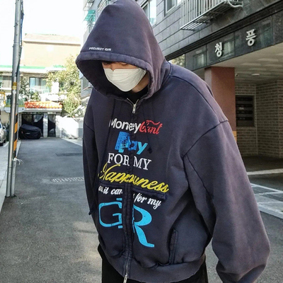 Grailz水洗做旧连帽衫卫衣外套