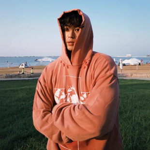 SM SAINT MICHAEL FOG美式宽松设计感洗水男士做旧破坏连帽卫衣秋