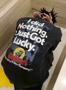 VIBE ACW“我只是比较幸运罢了”美式潮牌幸运短袖夏季高街T恤男