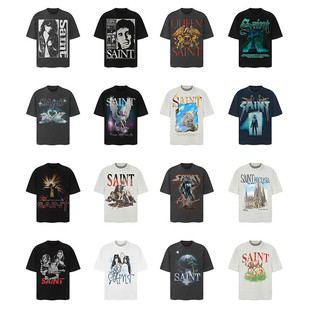 SM SAINT MICHAEL FOG夏季美式高街复古宽松vtg男女情侣款短袖T恤