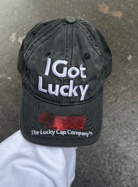 【I got lucky】幸运！美式潮牌情侣灰色夏季鸭舌帽遮阳长檐帽子