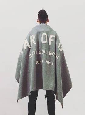 FOG GFKC第六季时尚重磅潮牌灰色大LOGO毛毯披风披肩斗篷柔软地毯