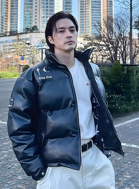 THUG CLUB美式潮牌星月秋冬季保暖男士款立领夹克面包棉服外套
