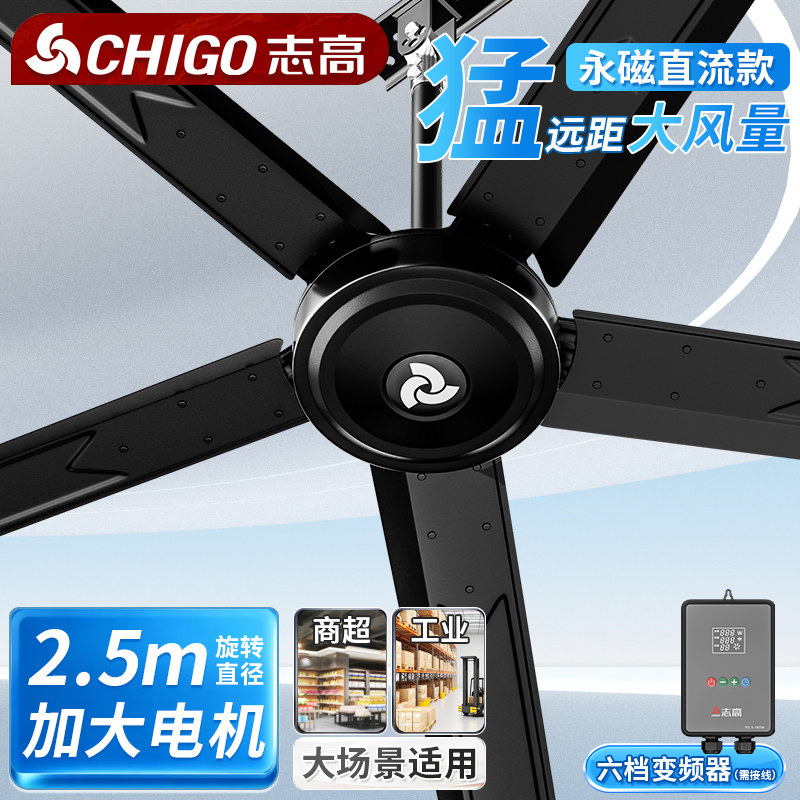 志高永磁直流吊扇大风力56寸工业电风扇商用家用室内1.5米铁叶扇