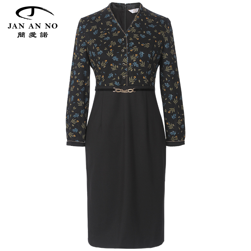 简爱诺优雅长袖连衣裙