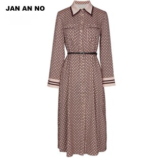 JAN NO简爱诺22早春女士气质显瘦桑蚕丝印花连衣裙J2170100LQ