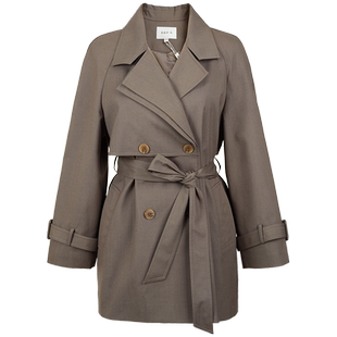 JAN AN NO/简爱诺春季新品褐色挺括短款系带风衣外套女JA078124FY