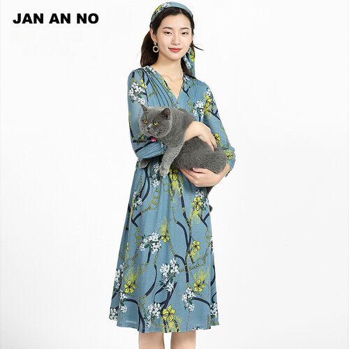 简爱诺连衣裙jananno浅灰蓝