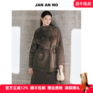 新款 JAN 简爱诺高级感气质褐色羊毛革外套冬季 J2560236MP