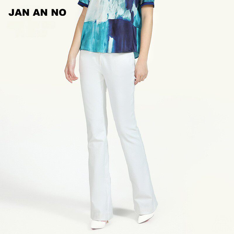JAN AN NO简爱诺专柜新款白色百搭时尚喇叭裤女J2010207DK