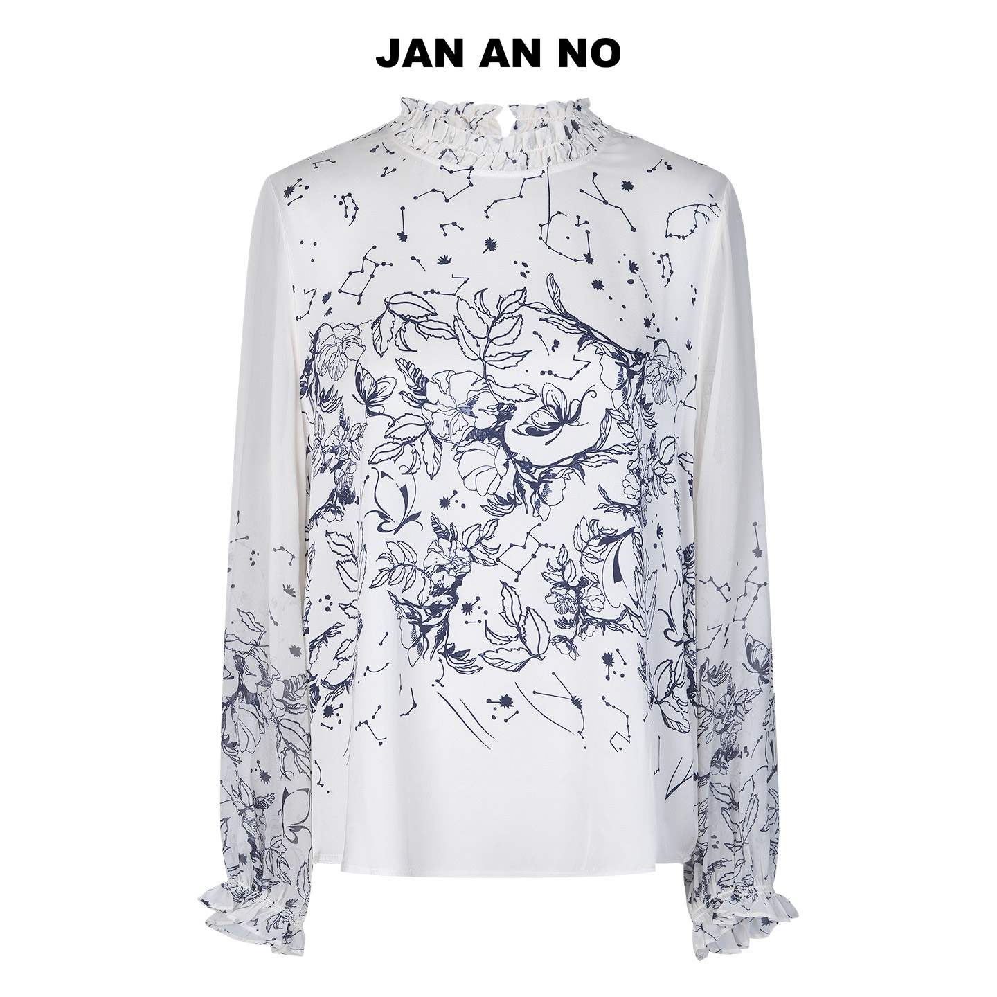 JAN AN NO 简爱诺法式气质桑蚕丝上衣长袖衬衫春秋新款J2570103SY