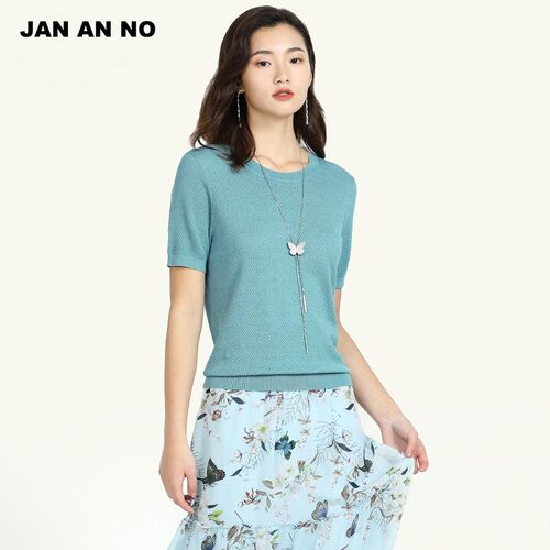 JAN AN NO简爱诺新款桑蚕丝阔型肌理针织毛衫上衣J2010306MS