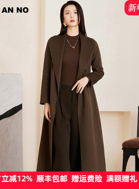 JAN AN NO 简爱诺气质深咖色牦牛绒大衣外套女冬季新款J2369526DY