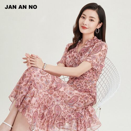 桑蚕丝真丝短袖收腰连衣裙简爱诺