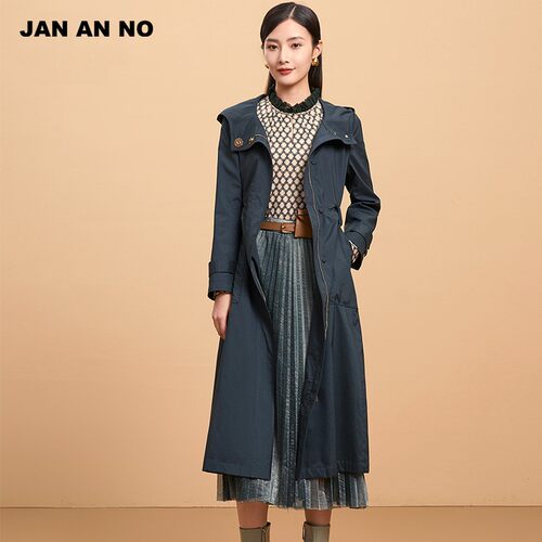 收腰中长款风衣外套JANANNO