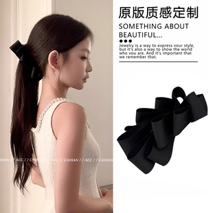 秀场晚宴~韩国缎面蝴蝶结发夹气质立体绸带香蕉夹抓夹高级感发饰