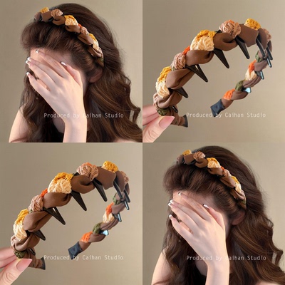 橘生淮南~气质拼色绕线带齿发箍