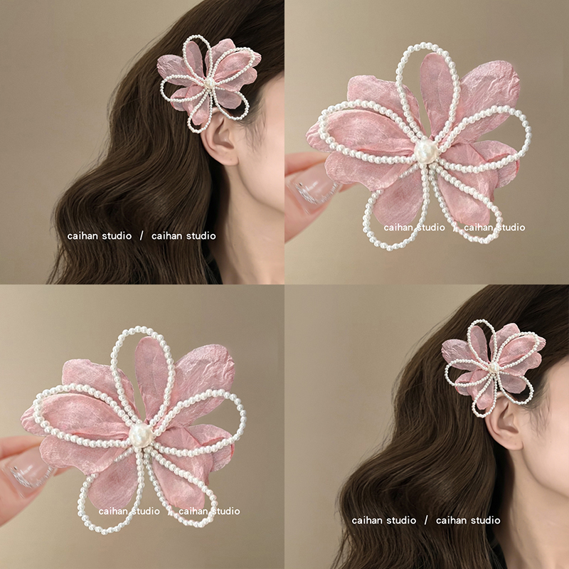 鼓浪之花~珍珠花朵发夹