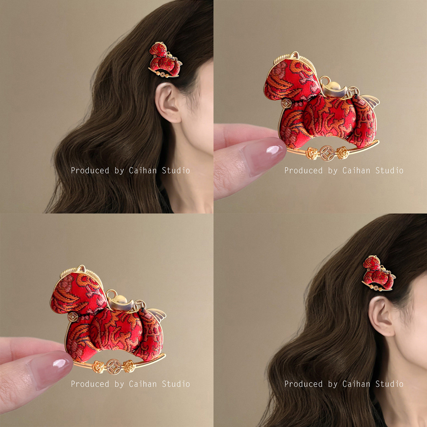 福马临门~国风宋锦小马刺绣发夹2026年新款新中式刘海夹旅行发卡,户外/登山/野营/旅行用品,旅行发卡,淘宝优惠券,粉丝福利购,淘宝优惠卷