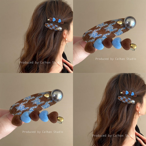 甜心奶泡~韩系爱心撞色发夹