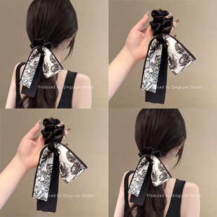 水墨江南~新中式缎面飘带发圈头绳女气质蝴蝶结低马尾发绳盘发器