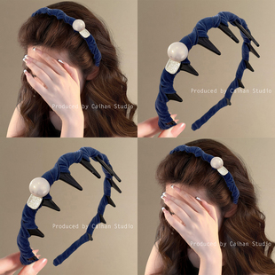 佩里斯晚风~仿珍珠波浪发箍女高级感防滑带齿日常外戴头箍盘发器