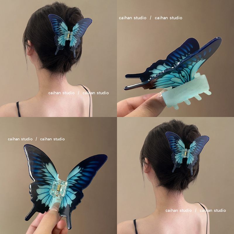 坠入大海的蝴蝶~超仙蓝色抓夹