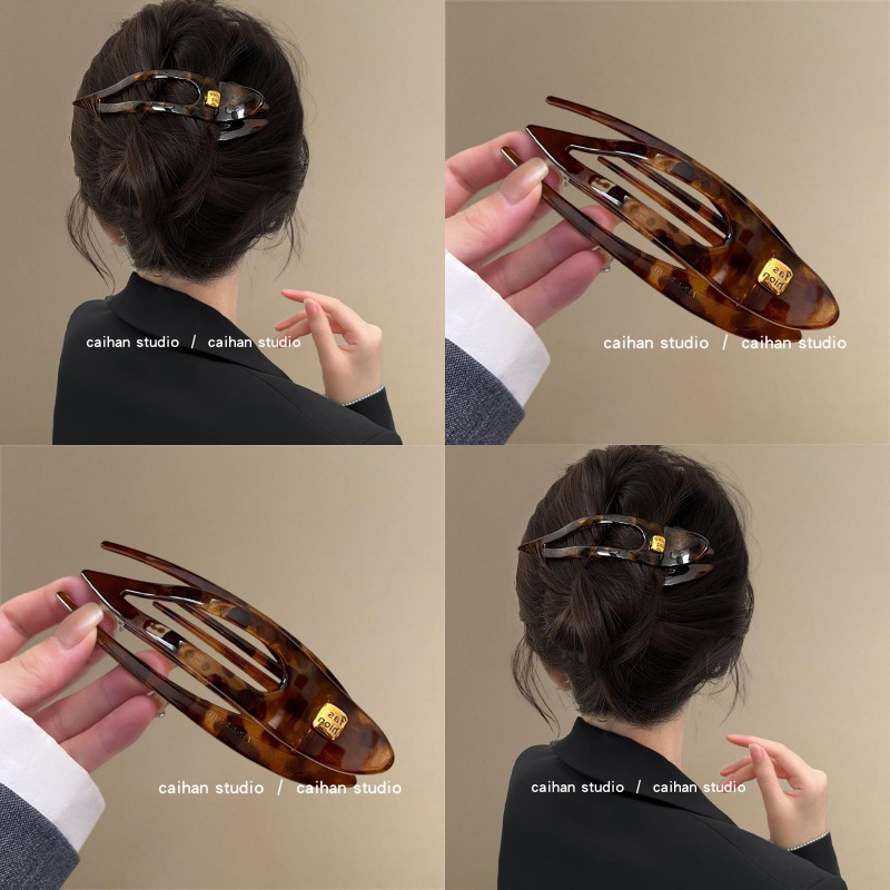 复古玳瑁~高级感一字燕尾夹