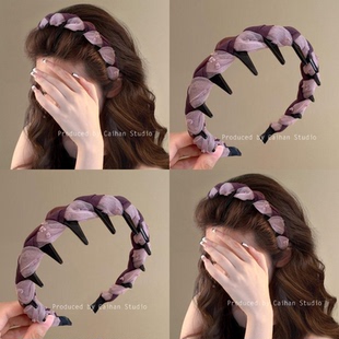 雾中鸢尾~韩系气质麻花带齿发箍女款高级感洋气时尚洗脸头箍盘发